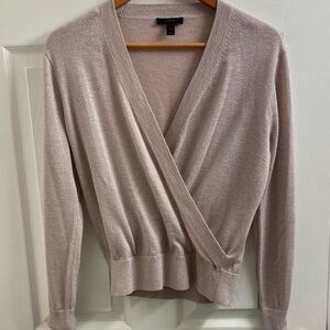 J. Crew Women's Pink V-Neck Sparkle Valentine’s Day Wrap Sweater Size Small